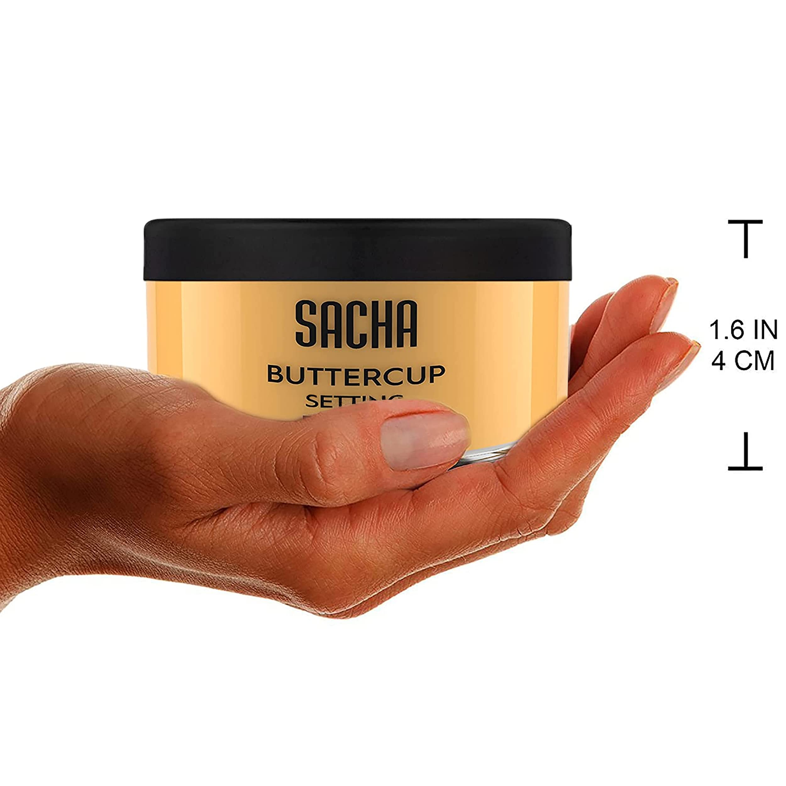 Sacha Buttercup packaging display communicates cruelty-free ethos and shade variety.