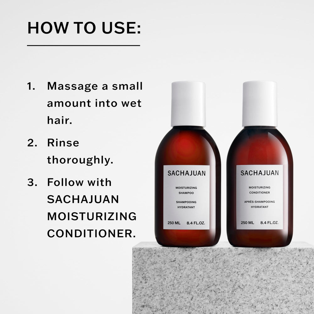 SACHAJUAN Moisturizing Shampoo pour reveals creamy lather for gentle cleansing and hydration