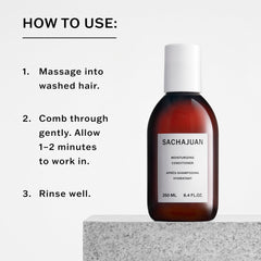 SACHAJUAN Ocean Silk Technology graphic demonstrates moisture delivery for smoother hair.