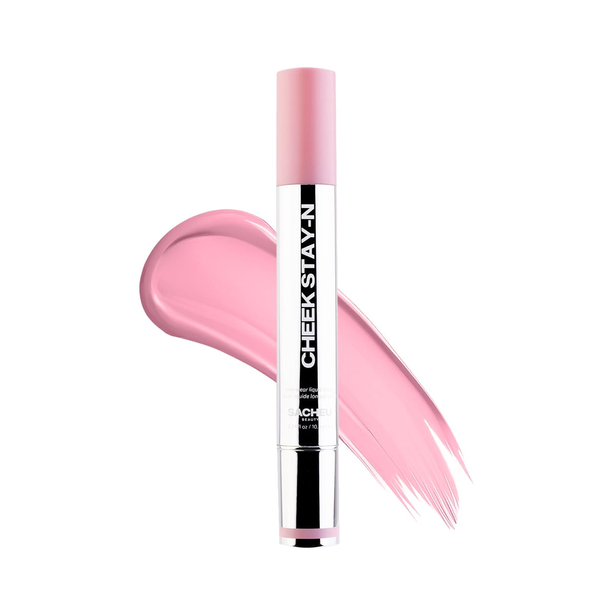 Sacheu Cheek STAY-N liquid blush tube closeup shows rich pigment for a dewy flush