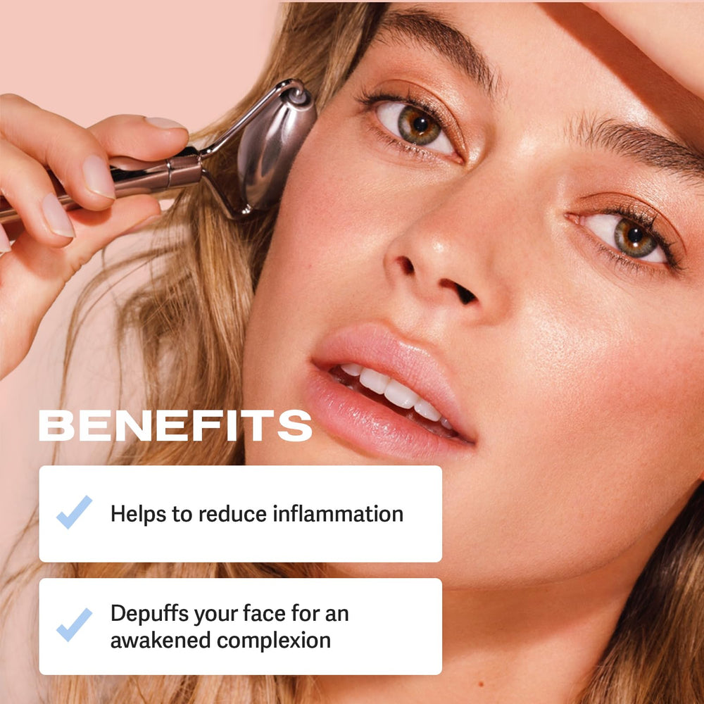 Sacheu Gua Sha tool gliding on forehead for smoothing routine.