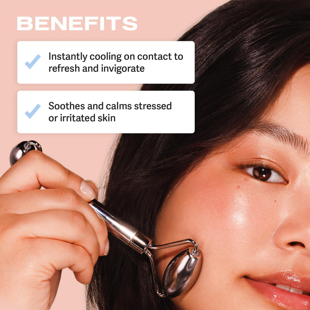 Sacheu Gua Sha tool resting near serum for skincare session.
