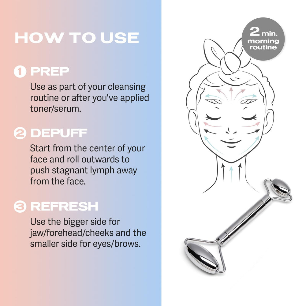 Sacheu Gua Sha roller with serum for travel-friendly massage.