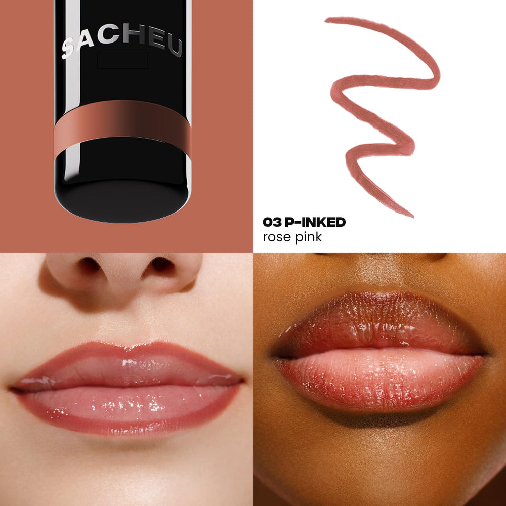 Sacheu Lip Liner STAY-N close-up shows precise lip-line application for clean definition