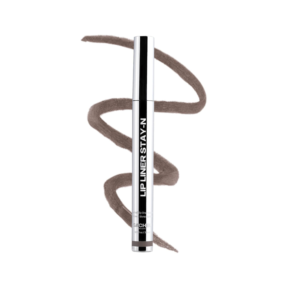 Sacheu Lip Liner STAY-N packaging closeup shows vegan formula for long-wear lip color.