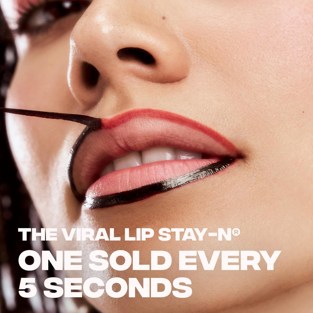 Sacheu Lip Liner STAY-N peel-action closeup illustrating easy transfer-proof tint peel.