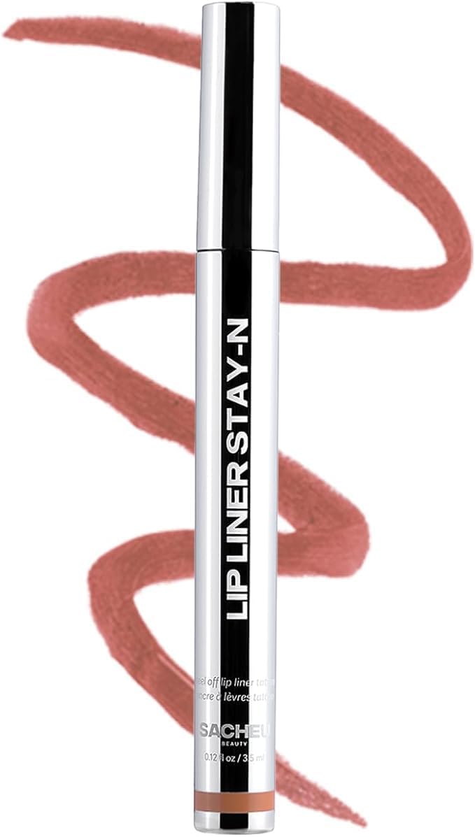 Sacheu Lip Liner STAY-N peel-off stain application shows long-lasting color.