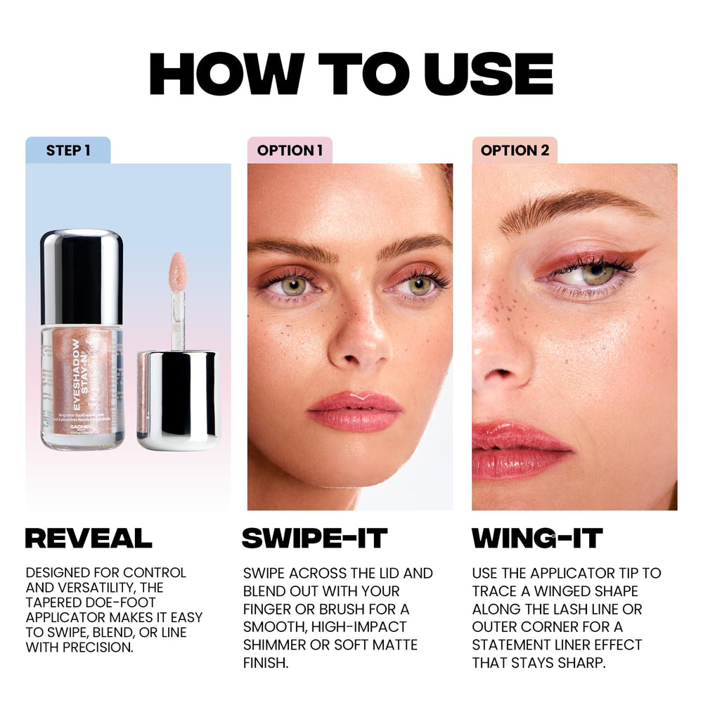 Sacheu STAY-N eyeliner use with pointed tip highlights precise lash-line definition.