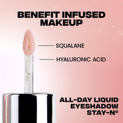 Sacheu STAY-N lid-blend technique shows seamless lid blending with a finger.