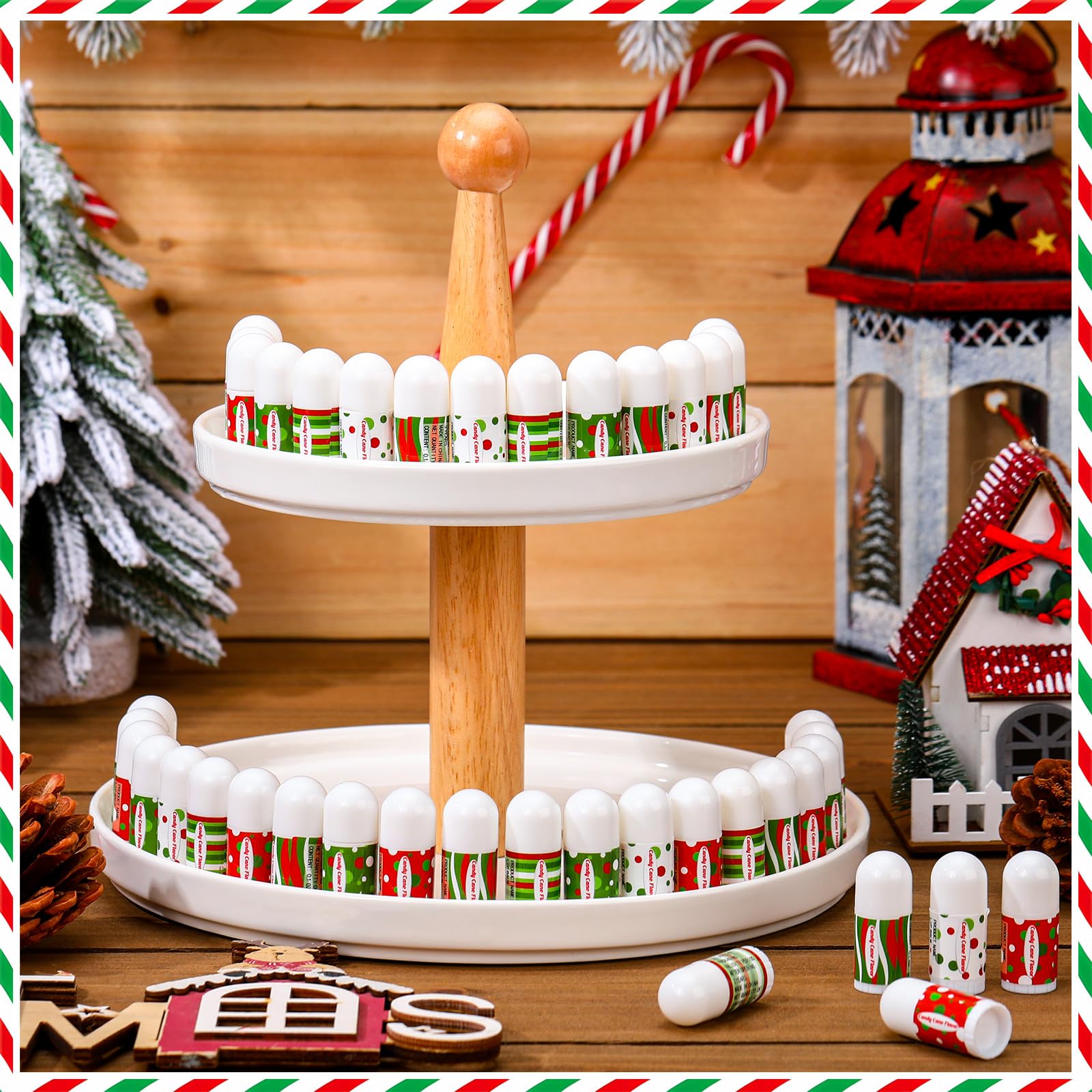 Sacubee bulk lip balms in red and green wrappers perfect stocking stuffers.