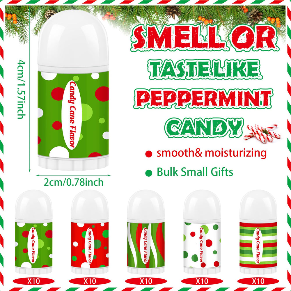 Sacubee lip balm close up, candy cane scent enhances festive mood.
