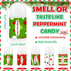 Sacubee lip balm close up, candy cane scent enhances festive mood.