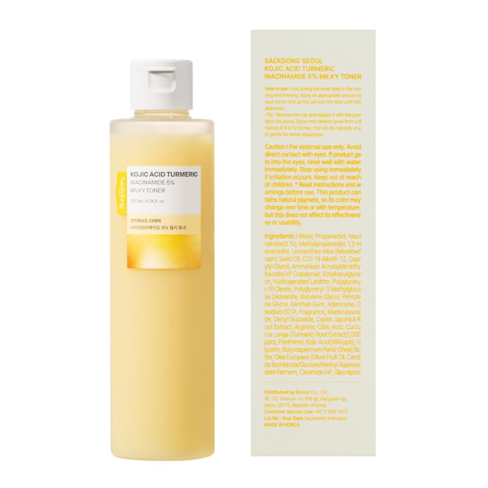 Saekdong Seoul toner packaging-label highlights premium, science-driven skincare.