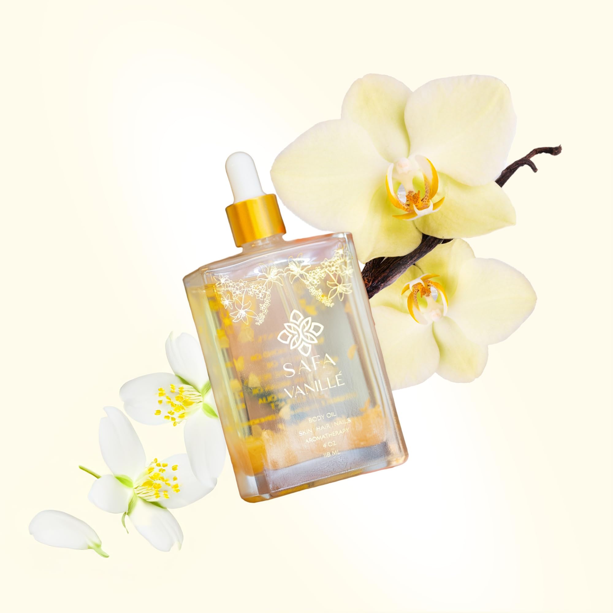 SAFA Vanillé Oil after-shower use hydrating skin with fragrance.