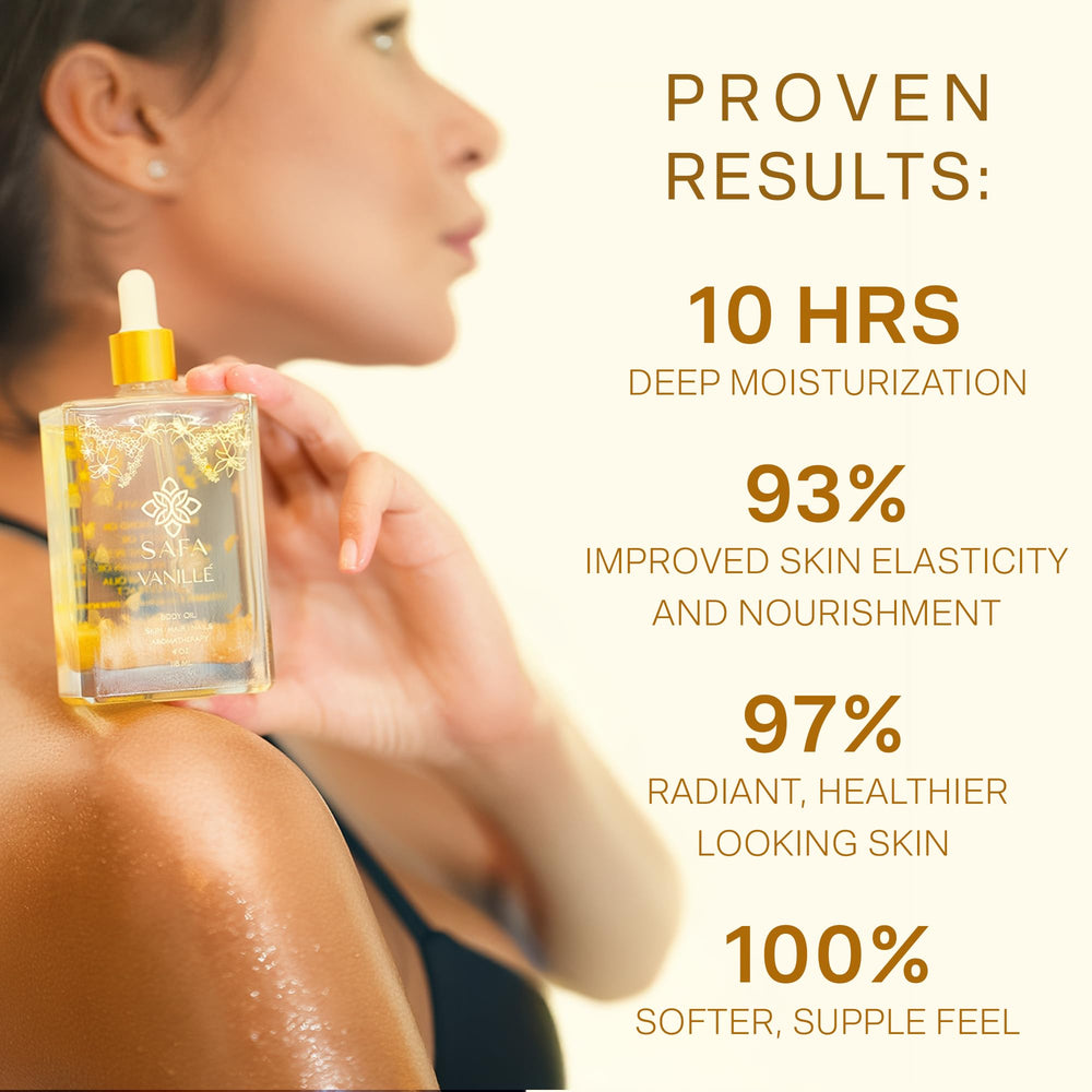 SAFA Vanillé Oil hair and nails application promoting smoothness and strength.