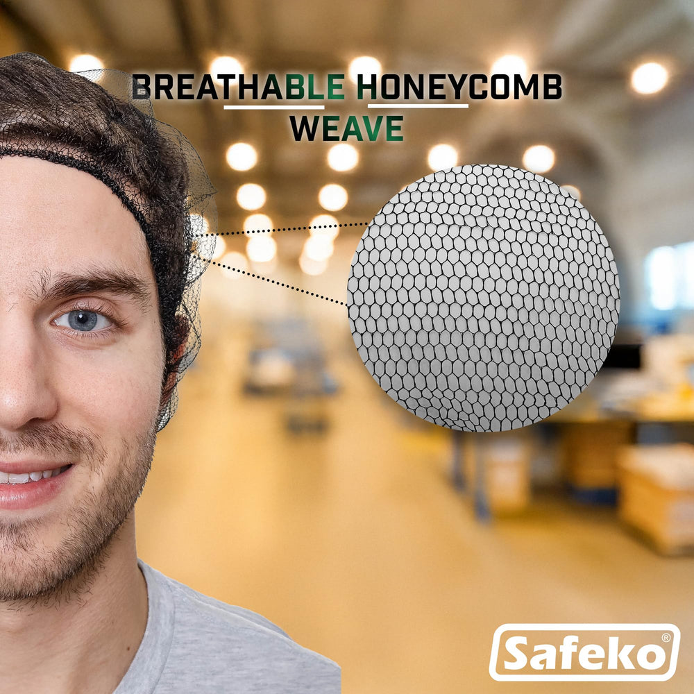 SAFEKO honeycomb hairnet white 24in application view shows lint-free, full-coverage design