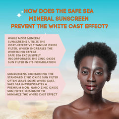 Safe Sea sunscreen on face and body with clear, even coverage
