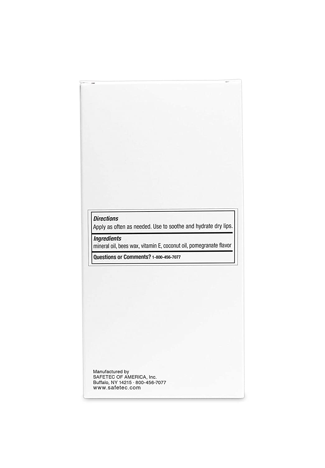 Safetec Lip Balm Pomegranate bulk-count display emphasizes long-lasting lip moisture.