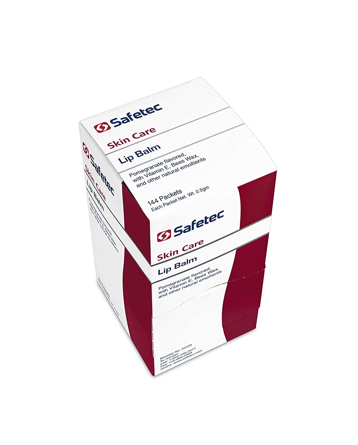 Safetec Lip Balm Pomegranate on lips demonstrates instant hydration and comfort.