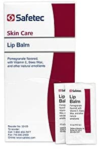 Safetec Lip Balm Pomegranate packaging front highlights bulk 144-count value.