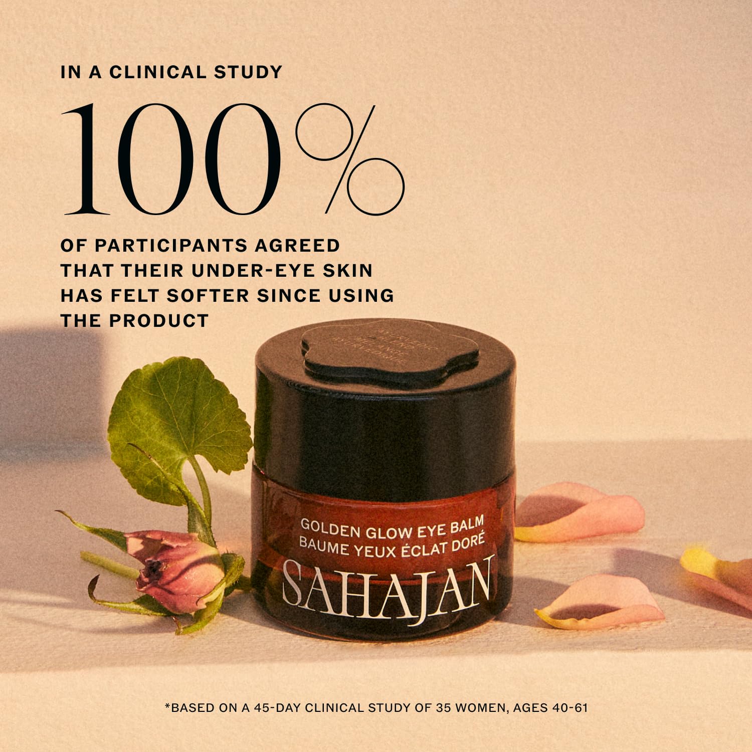 Sahajan Eye-area application demonstrates smooth glide and absorbed hydration.