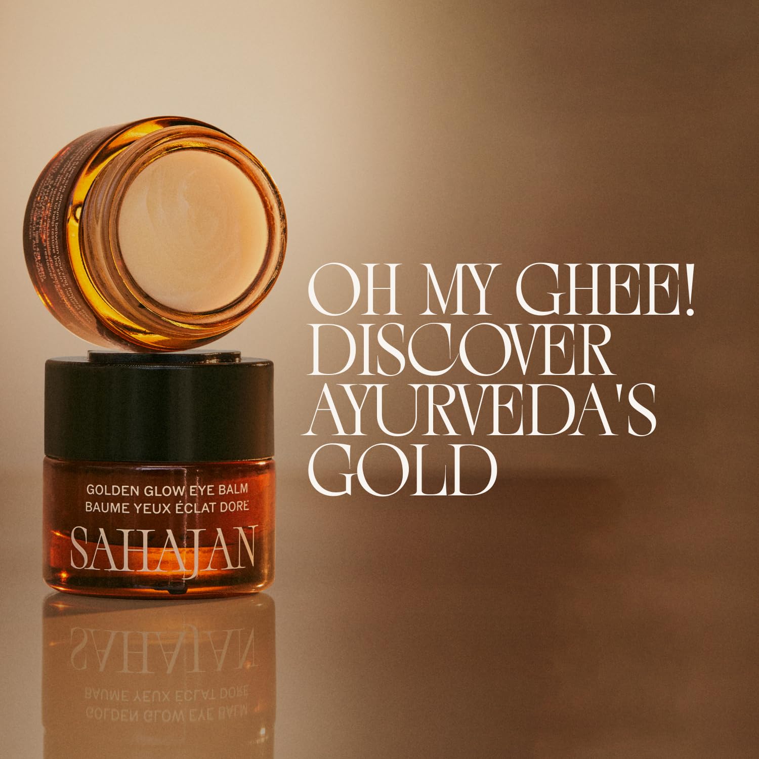 Sahajan Golden Glow Eye Balm texture detail highlights rich ghee-based formula.
