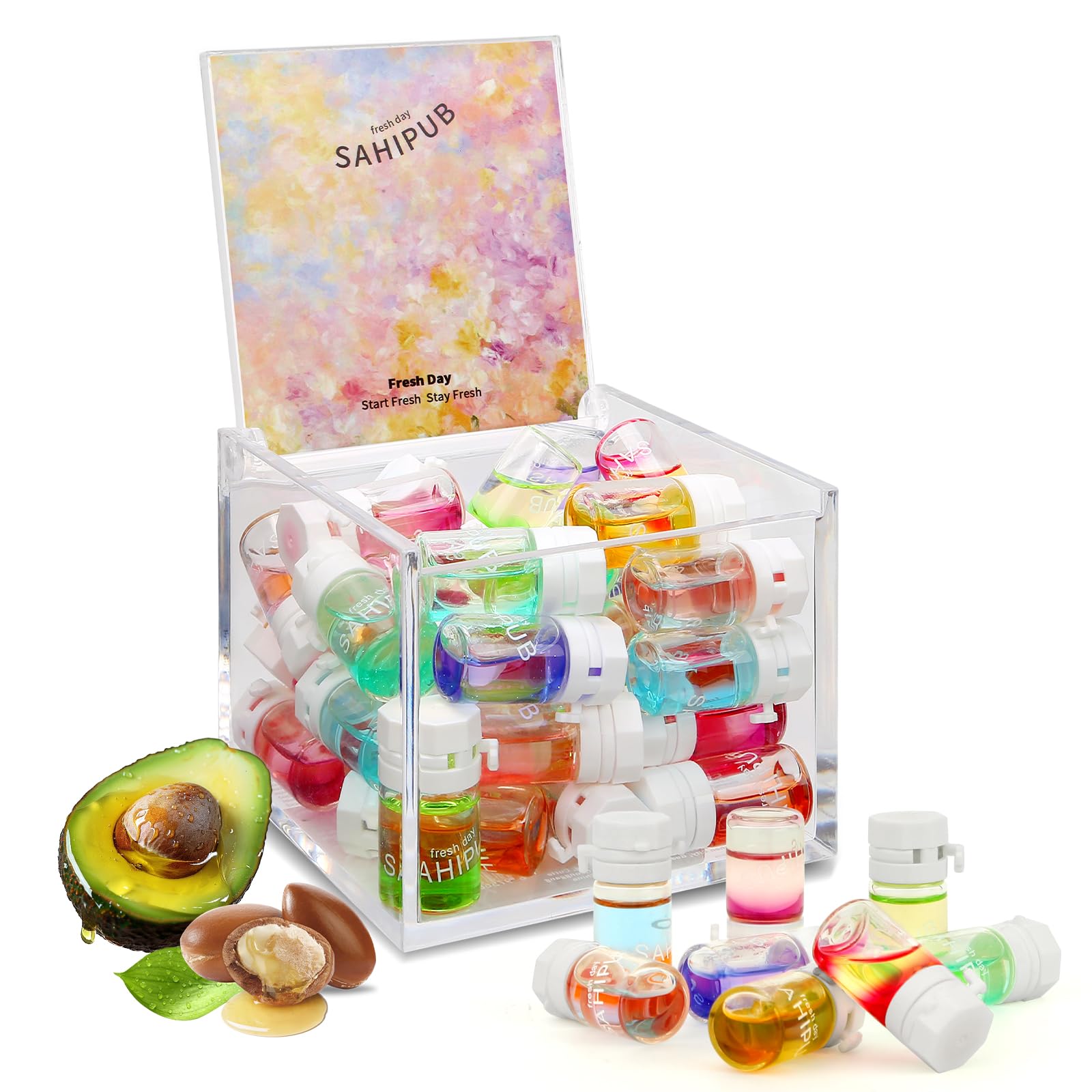 SAHIPUB 40-pcs hair oil perfume bottles pour for all-day fragrance and shine.