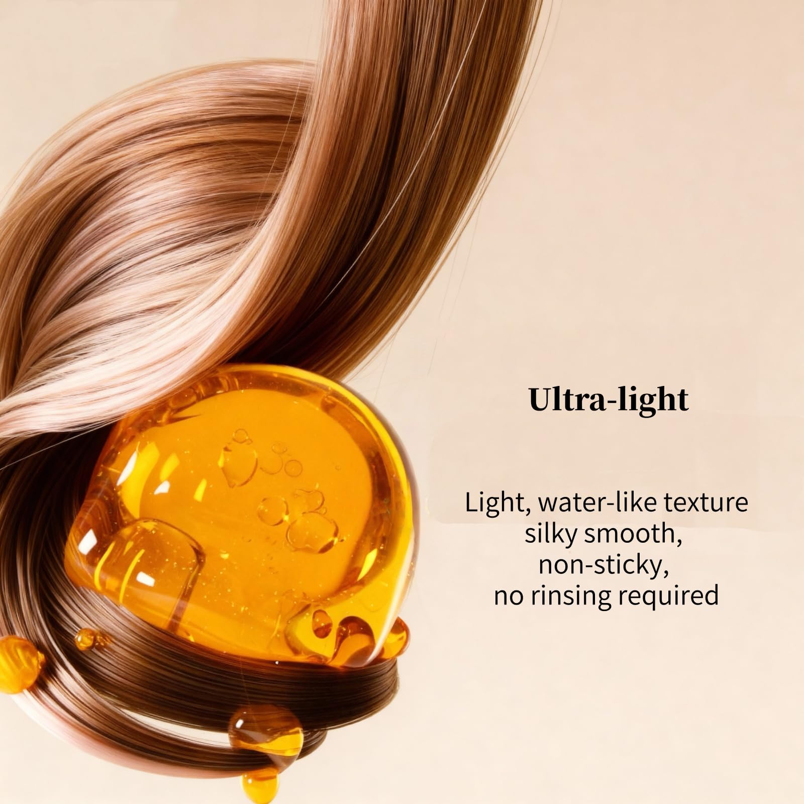 SAHIPUB capsule-encased serum application shot emphasizes mess-free, easy-use leave-in care.