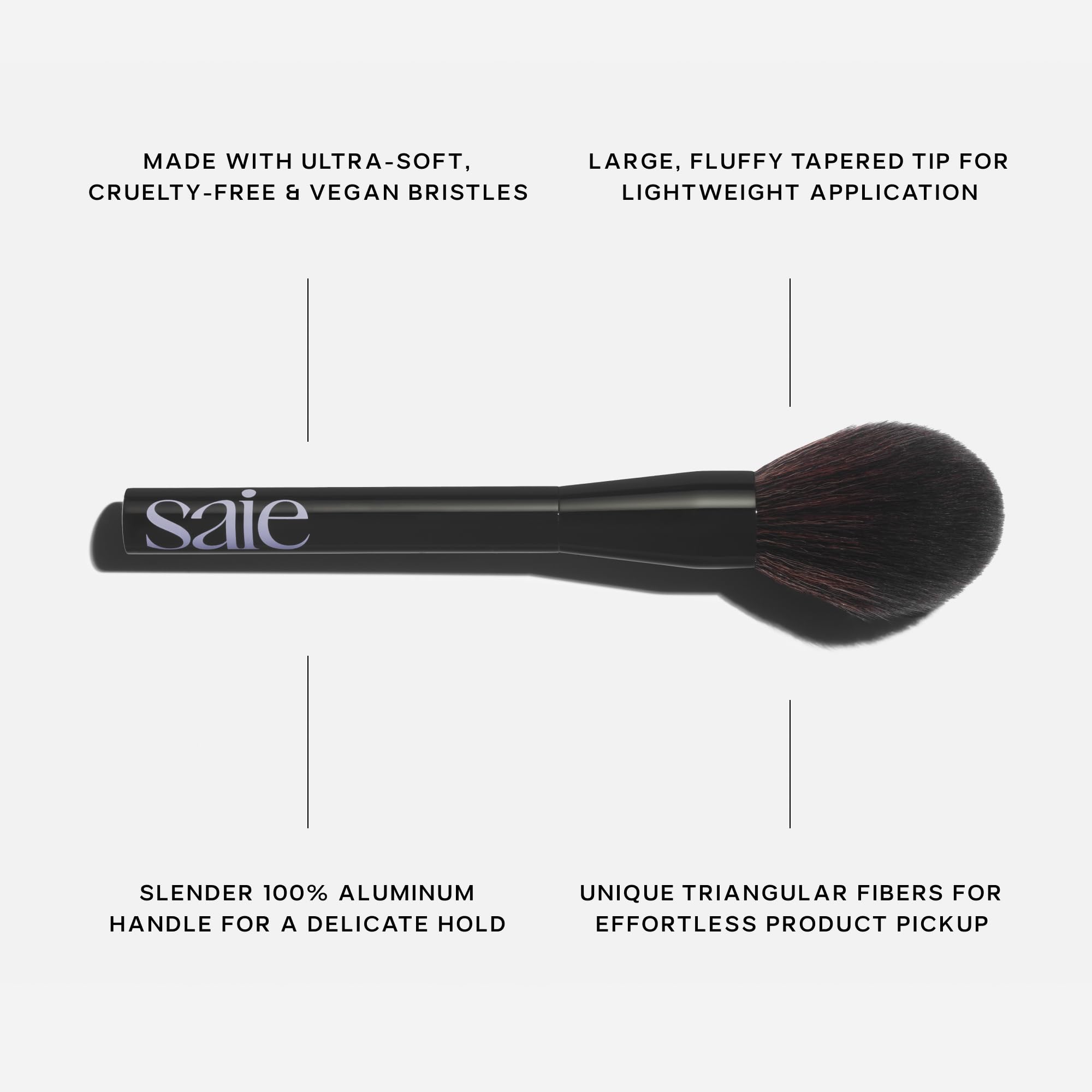 Saie aluminum handle close-up offering lightweight balanced control