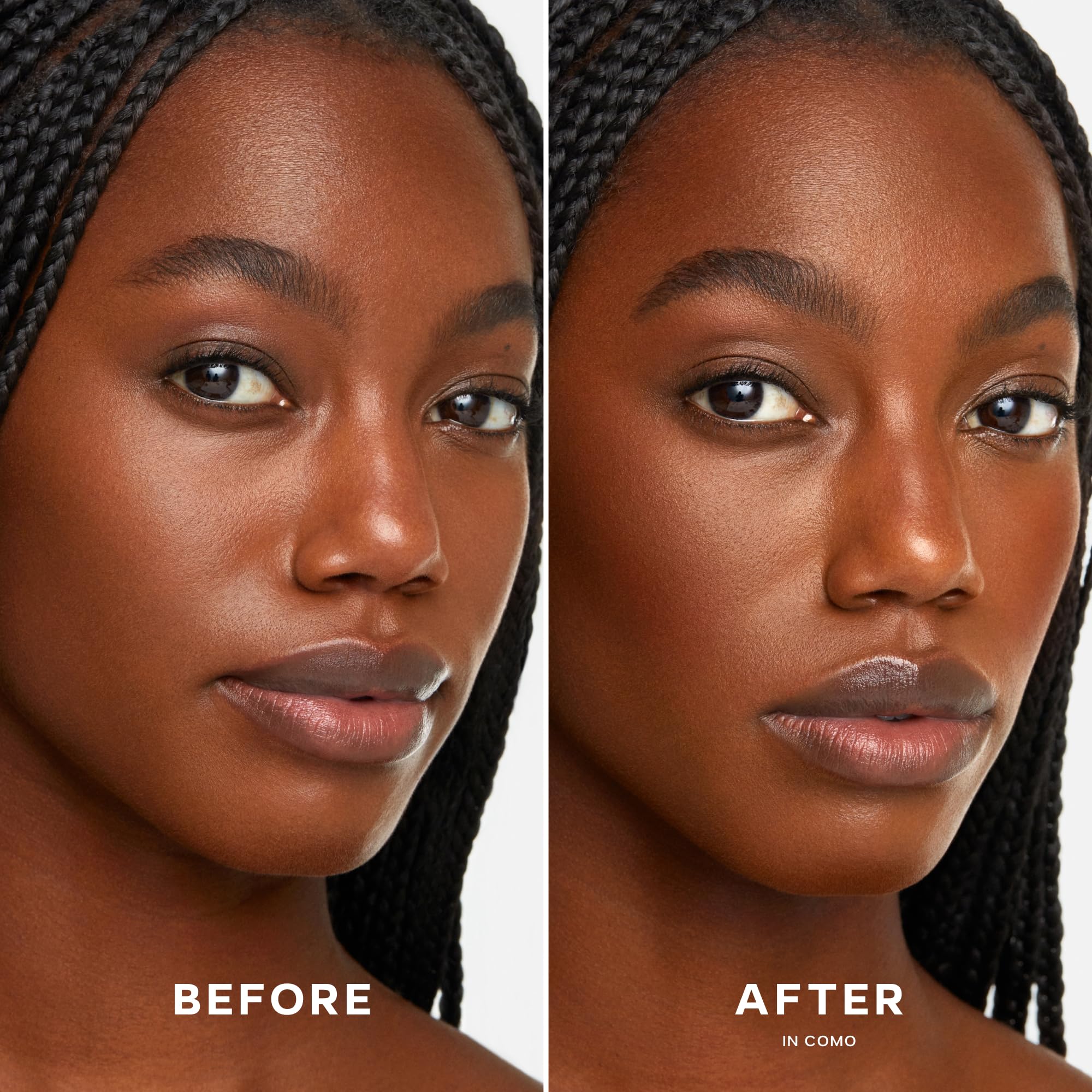 Saie close-up texture of baked bronzer revealing smooth finish