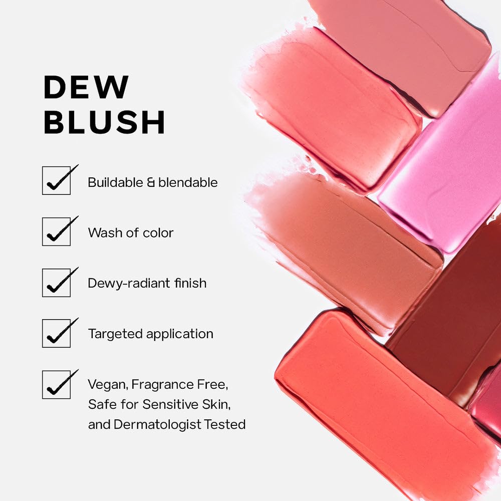 Saie Dew Liquid Blush trio styled next to everyday bag showing travel-friendly, compact benefit