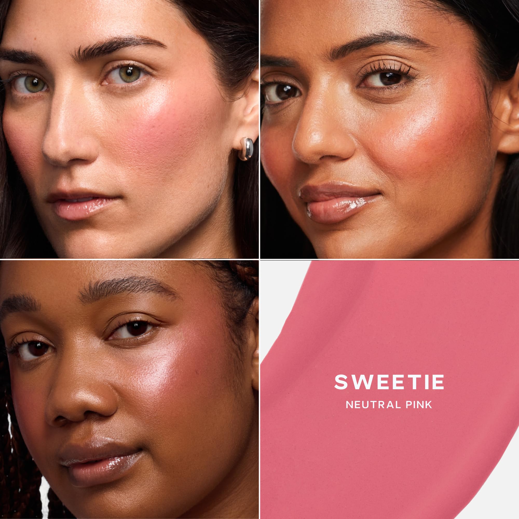 Saie blush texture swatch on wrist showing creamy dewy finish and blendability
