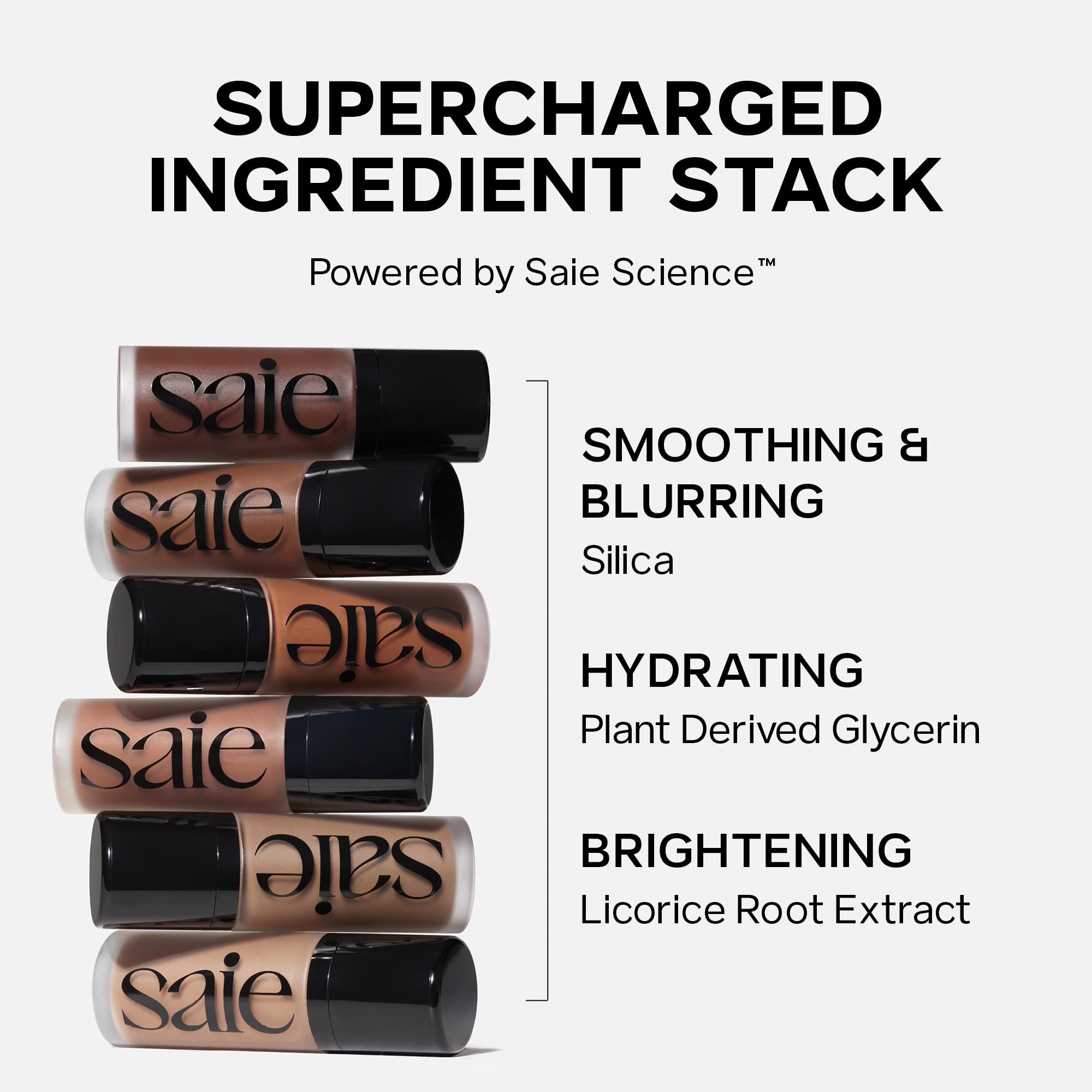 Saie Dew Bronze soft blur finish delivering seamless, non-streaky bronze on skin