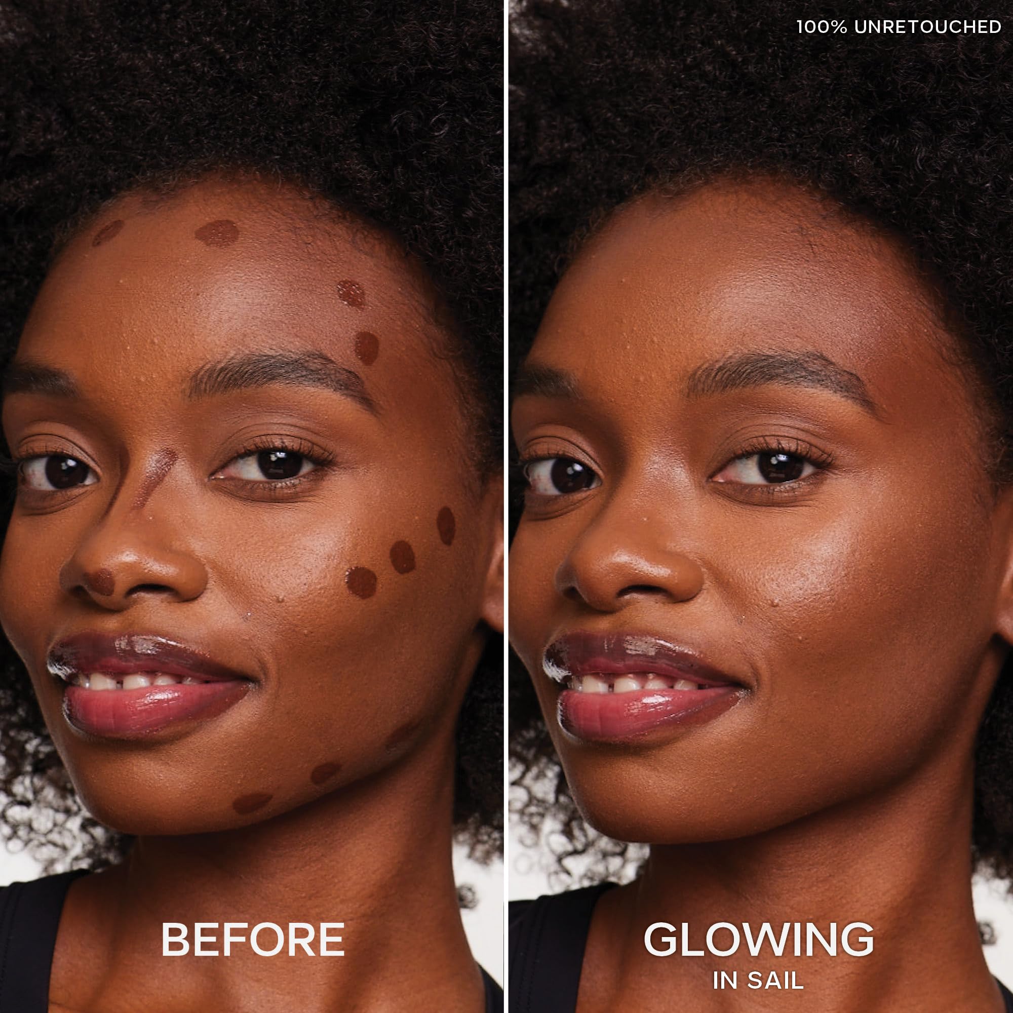 Saie Dew Bronze creamy texture swipe on skin, showing blendable finish and dewy luminosity