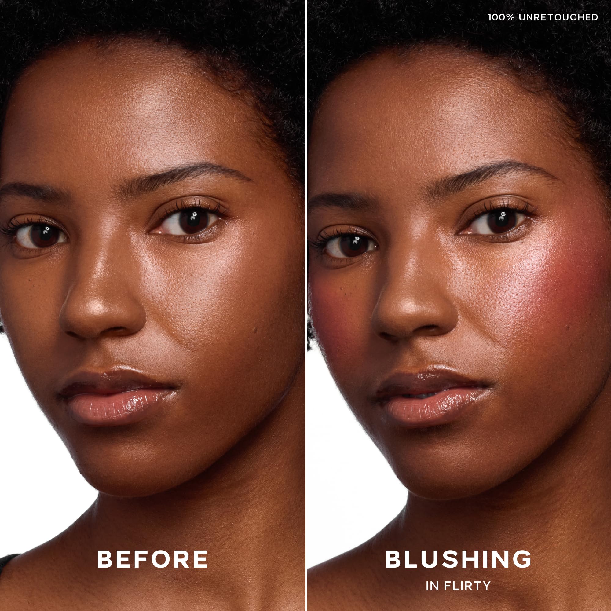 Saie Dew Liquid Blush applying on cheek for natural flush.