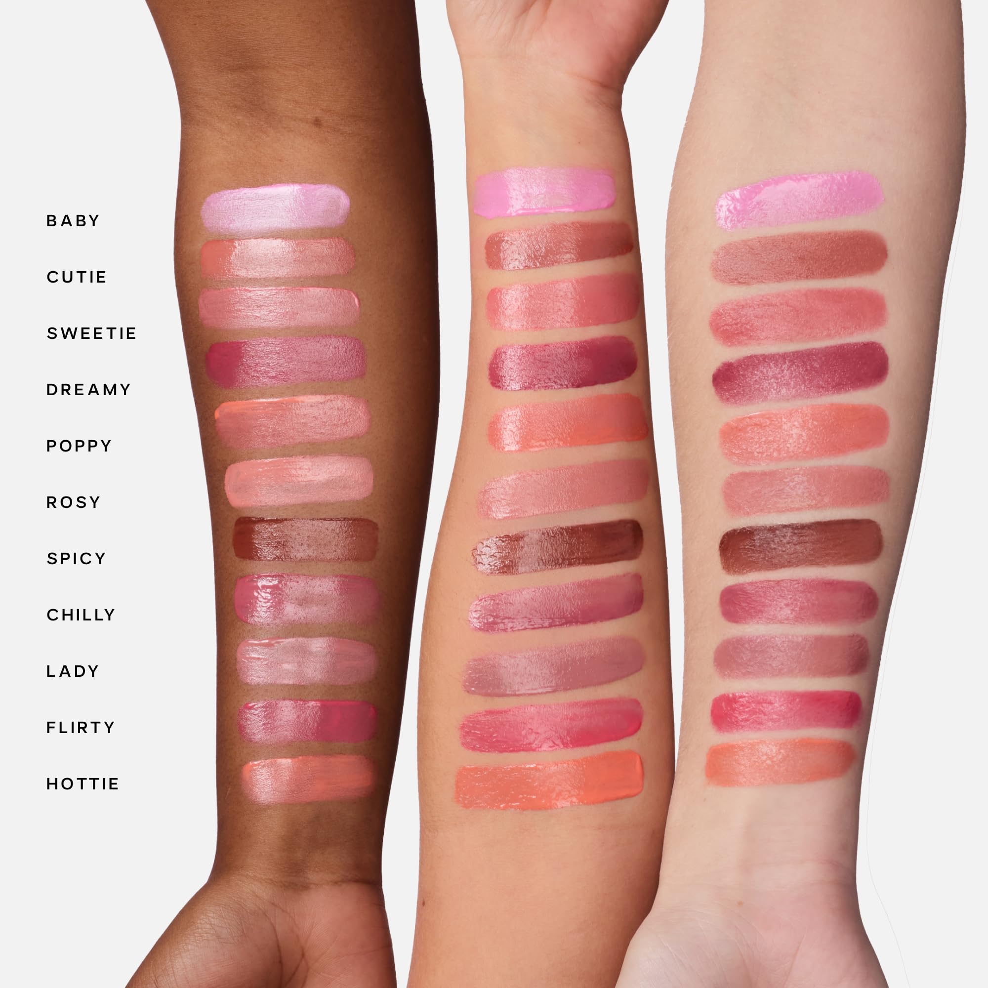 Saie Dew Liquid Blush buildable color swatch on skin.