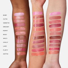 Saie Dew Liquid Blush buildable color swatch on skin.