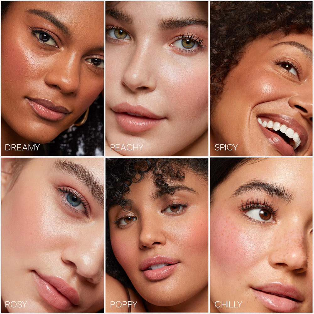 Saie Dew Liquid Blush texture close-up with creamy consistency