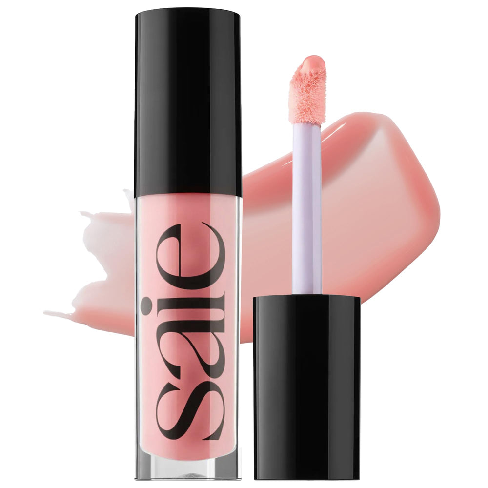 Saie Glossybounce front packaging showing glossy Bubble shade and compact tube for portability