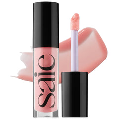 Saie Glossybounce front packaging showing glossy Bubble shade and compact tube for portability