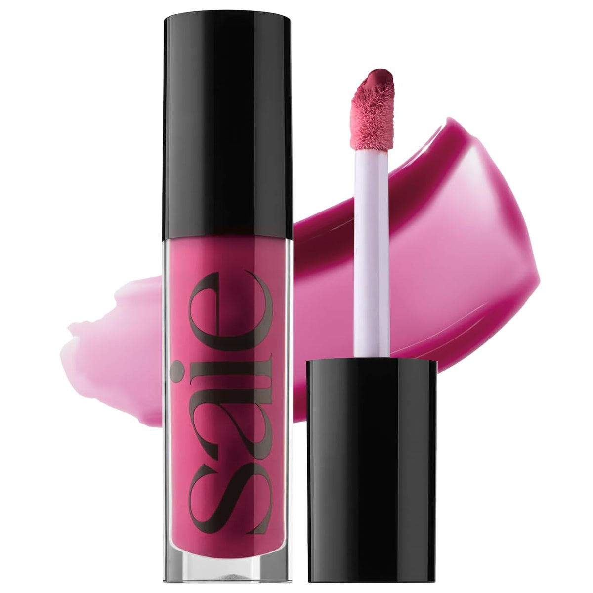 Saie Glossybounce Dream front packaging showing sleek tube and label, boosts daily shine