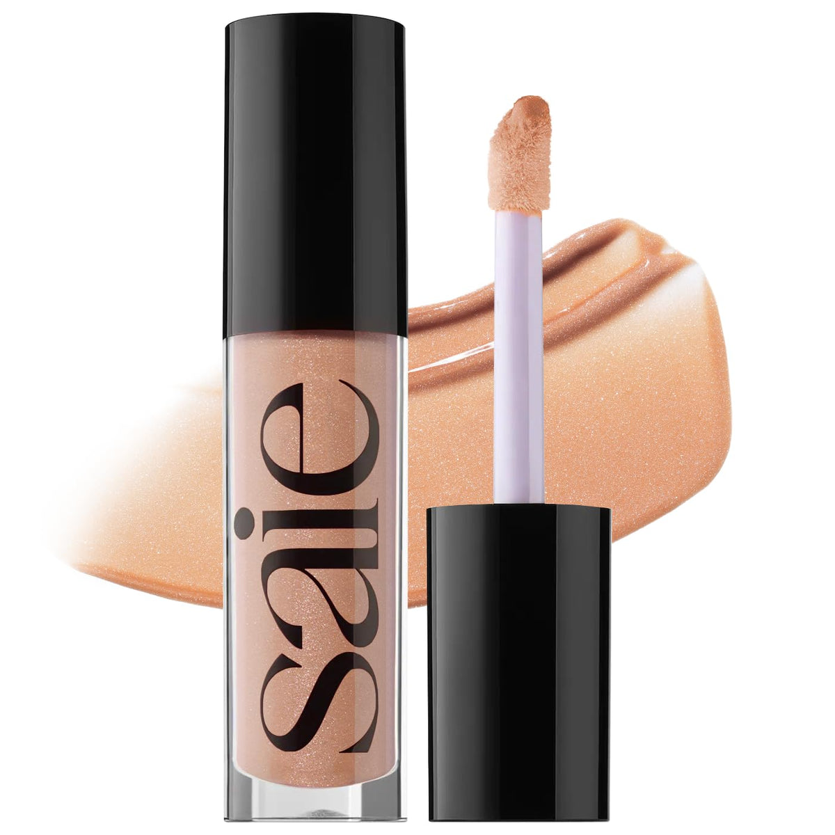 Saie Glossybounce front tube showing shade and shine benefit