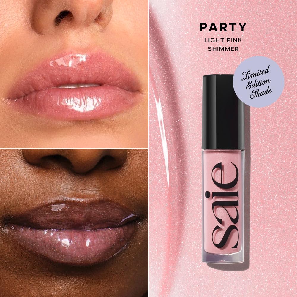 Saie glossybounce texture on hand highlighting lightweight sheen and nourishing finish