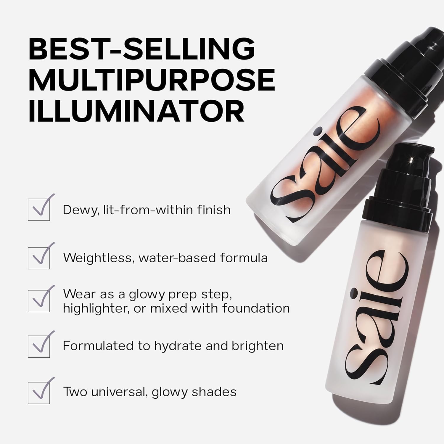 Saie gel mixed into foundation demonstrating customizable luminous finish