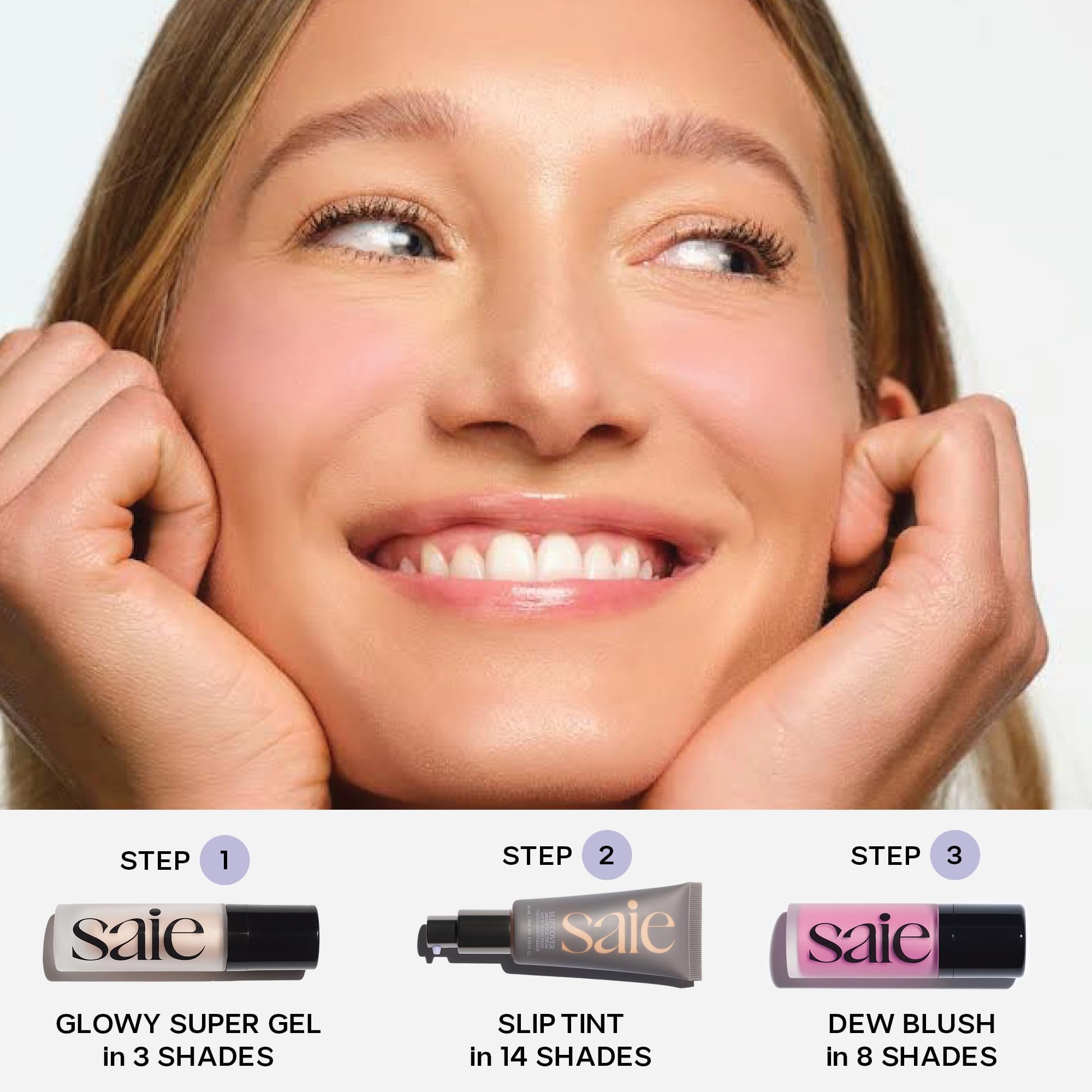 Saie Glowy Super Gel Sunglow over makeup for extra radiance.