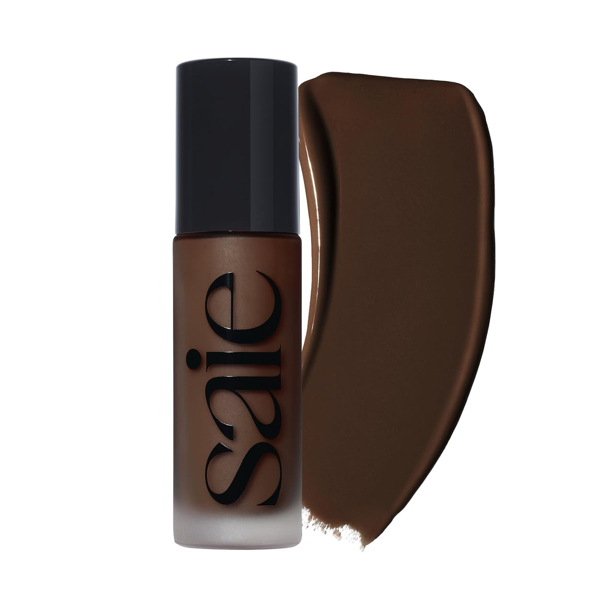 Saie front bottle showing product branding and weightless design benefit