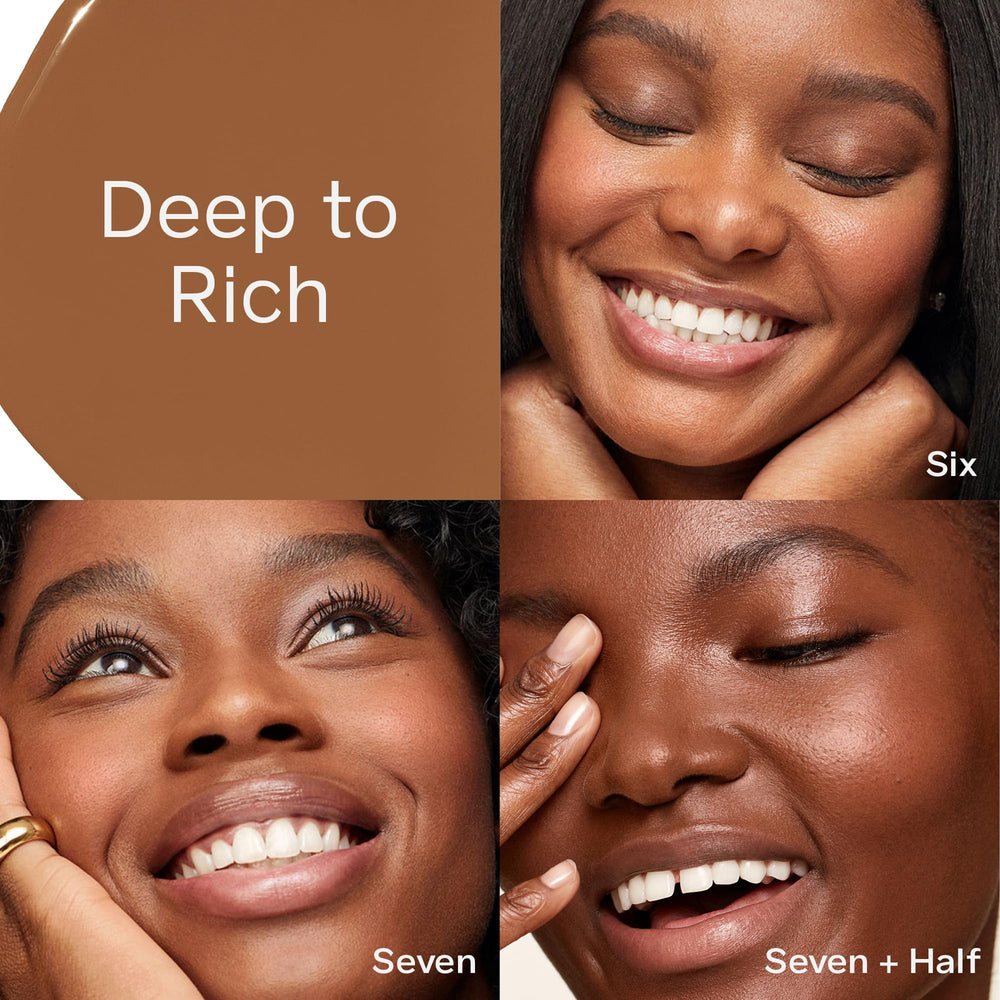 Saie Hydrabeam texture swipe on skin showing dewy finish benefit
