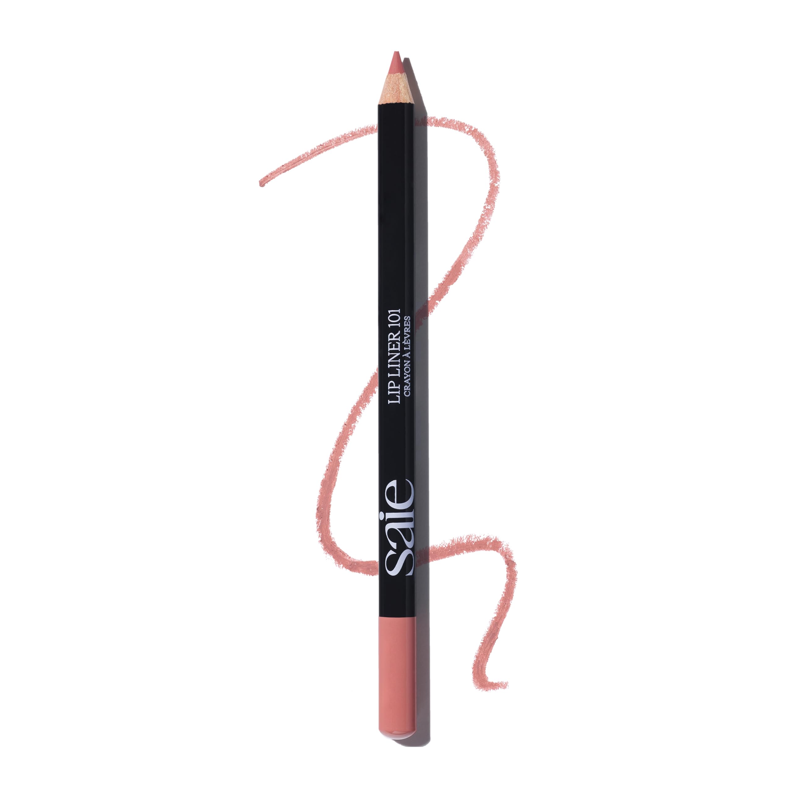 Saie lip liner 101 front packaging showing pencil and shade for clear product view