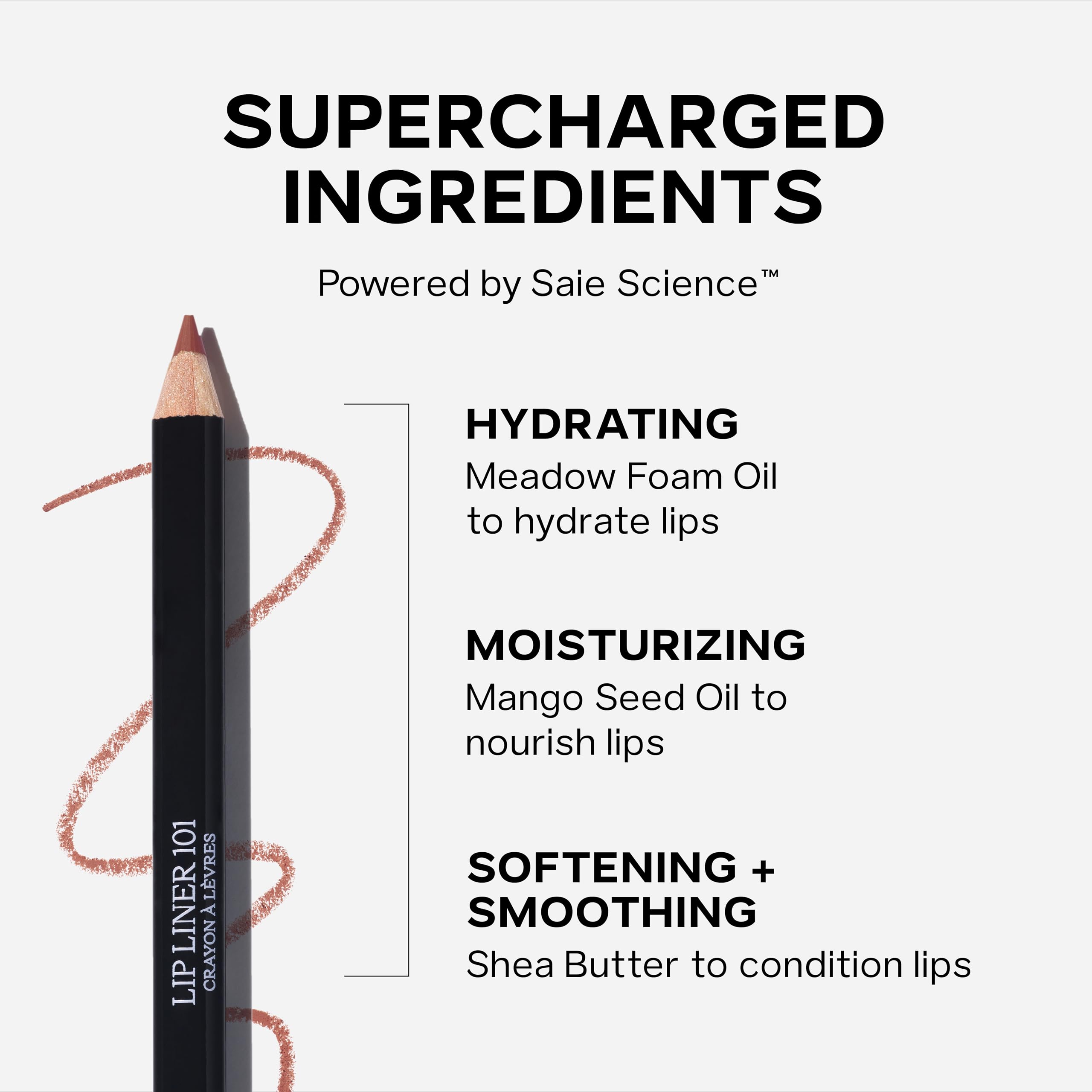 Saie lip liner 101 held in hand to show size and portability benefit