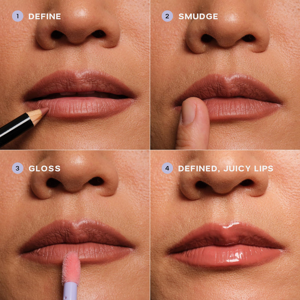 Saie Lip Liner 101 smudge to soften edges.